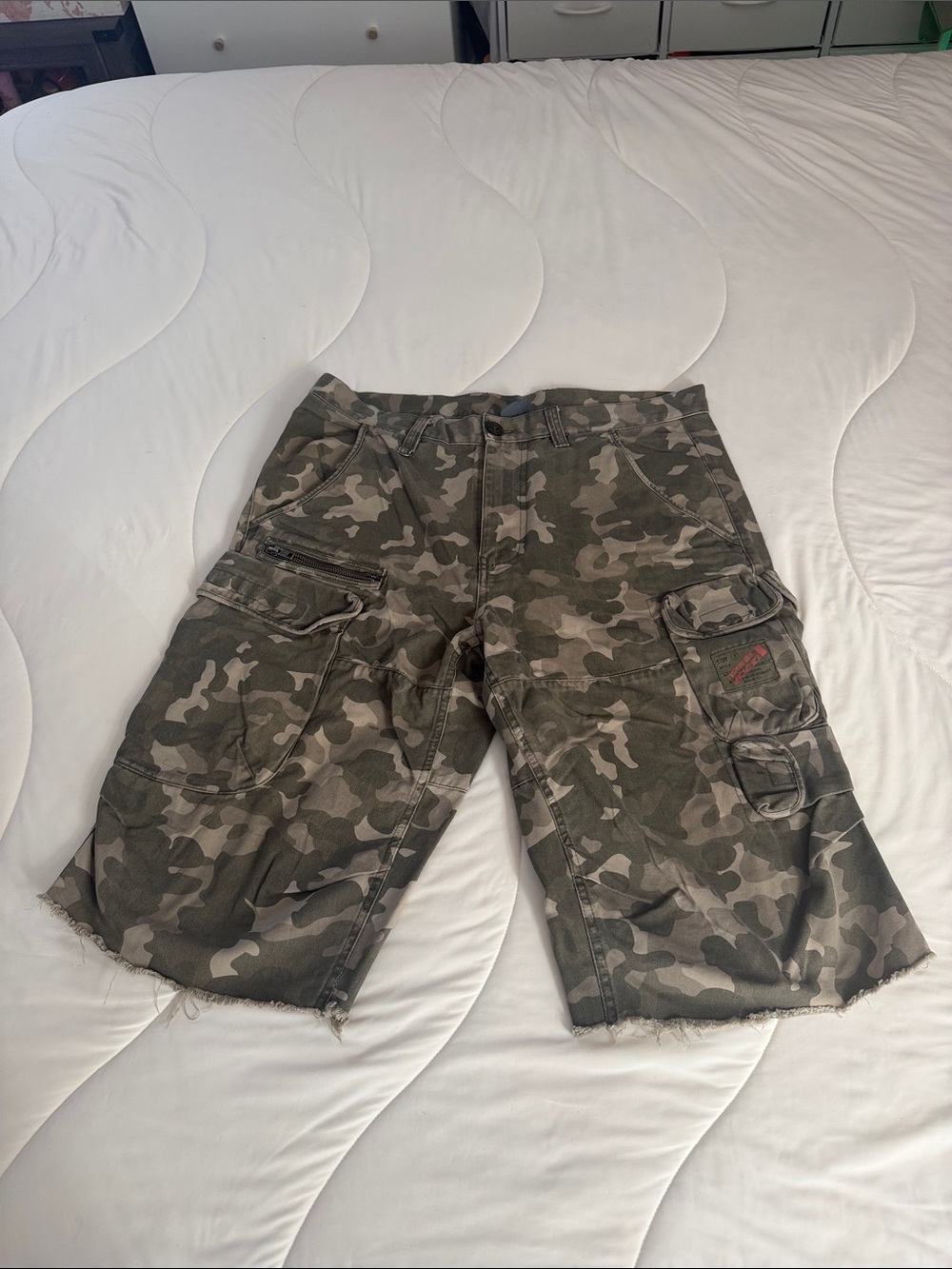 Armani Exchange Olive Green Camo Cargo Shorts